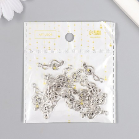 Decor Metal for creativity "Violin key" silver 1.8x0.7 cm-4