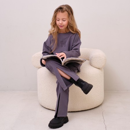 Children's costume (sweatshirt, trousers) minku color gray, height 152-15