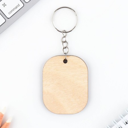 A wooden key key, the token "loves you" 3.5 x 4.5 cm-3
