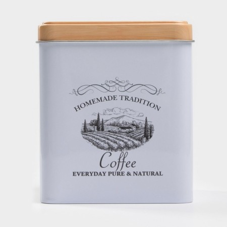 Bank for coffee "House and Field", 1.2l, 12 × 10 cm, white color-1