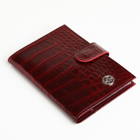 Cover for auto documents on the button, Textura, burgundy color-2
