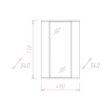 Suspension cabinet onika modern 34.15, corner, with a mirror, universal, 34x48x73 cm-1