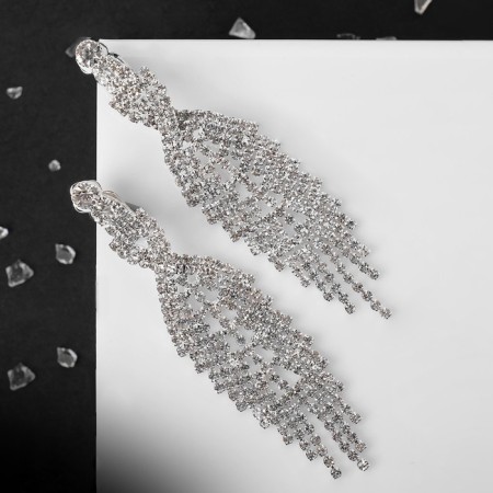 Clips "Party" weaving, white color in silver-4