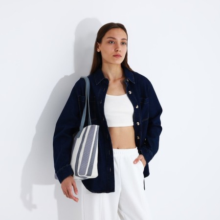 Zipper bag with lightning, blue/white color-3