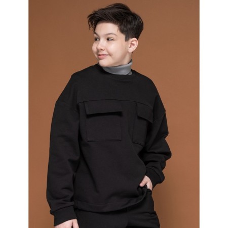 Sweatshirt for boys, height 134 cm, black color