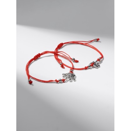 Bracelet-reinforcing "Red thread" Happy Family Mom is best friend, set 2 pcs., Color silver, D = 5.5 cm-2