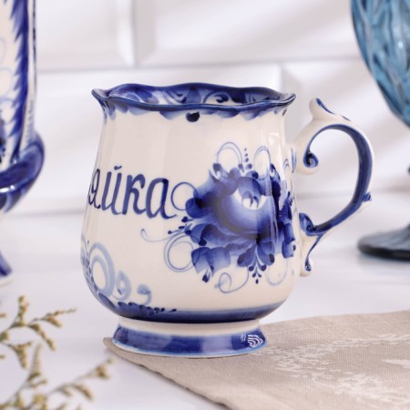Mug "Morning Morning", 0.3 l, 11x12 cm, gzhel, porcelain-2