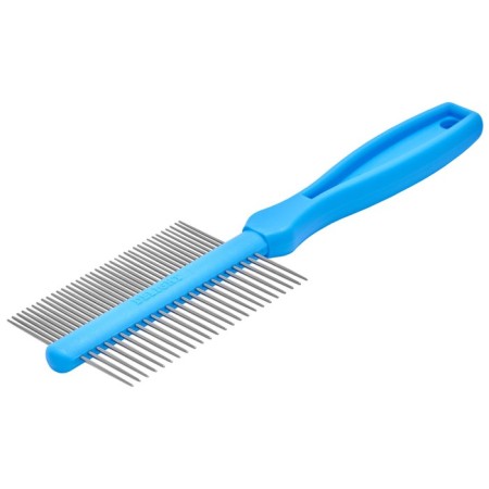 Delight comb, bilateral 24/37 teeth 25 mm, plastic handle, blue