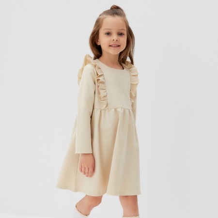 Платье для девочки с рюшей KAFTAN "Basic line", размер 30 (98-104), цвет кремовый-7