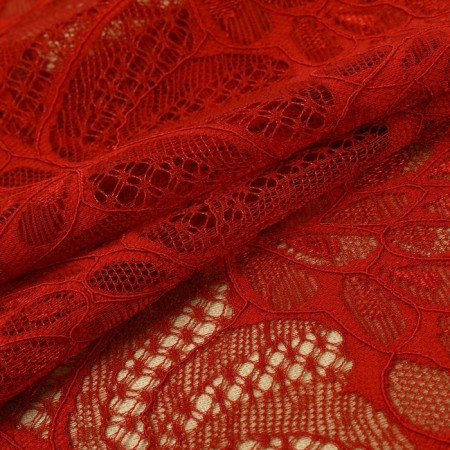 Lace elastic fabric "Packed tail", 180 mm × 2.7 ± 0.5 m, burgundy color-1