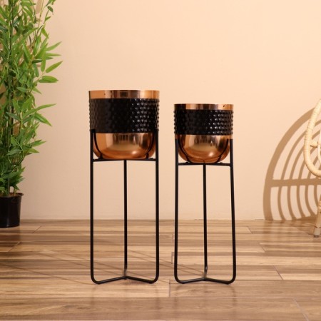 Kashpo on the stand "SLIMO" metal (set 2 pcs), diameter 24 and 19 cm-1