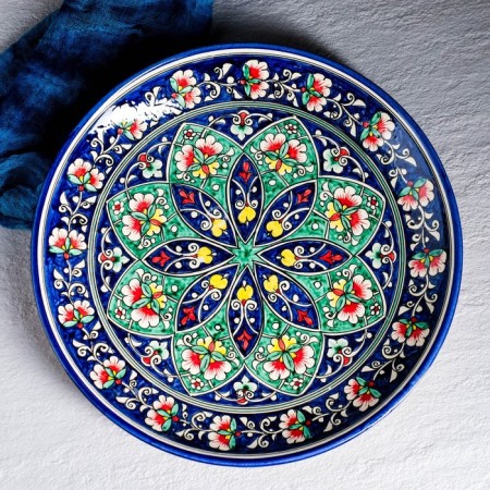 Largan Rishtan ceramics "Flowers", 32 cm, blue-1