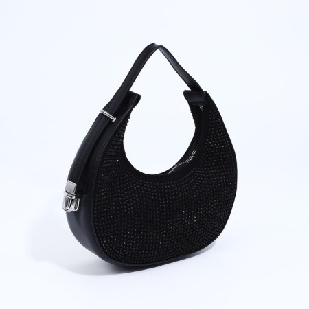 Bag-baget with zipper, black/black rhinestones-1