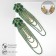 Hanging earrings with rhinestones "Magic" drops and waterfall, green color in gold, 14 cm