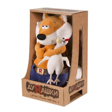 Soft toy "Clever fox and chicken", 24 cm-1