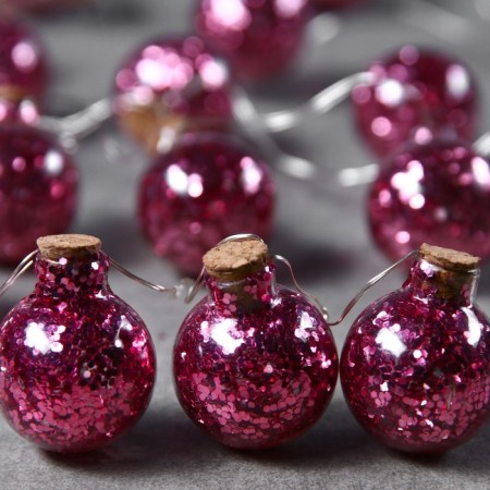 Garland “thread” 1.6 m with nozzles “balls with pink confetti”, IP20, silver thread, 15 LED, glow warm white, AAH2-1