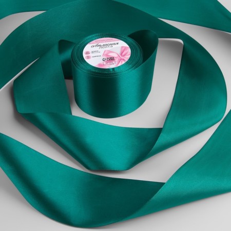 Satin tape, 75 mm × 23 ± 1 m, emerald color No. 126