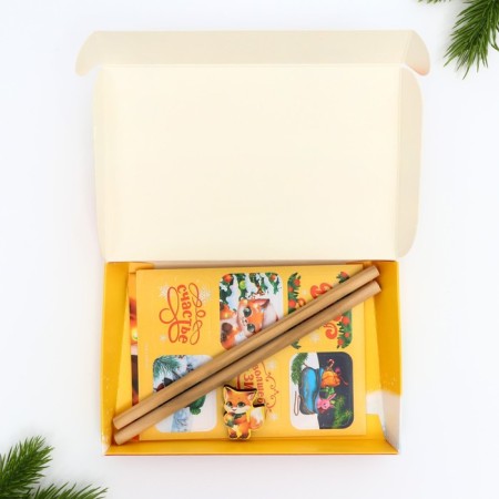 Gift New Year's set: notebook, pencils, stickers and the “Fairytale New Year” icon-11