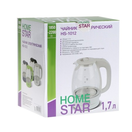 Electric kettle Homestar HS-1012, glass, 1.7 l, 2200 watts, white-7