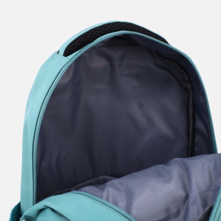 A backpack with a zipper, 4 external pockets, turquoise color-5