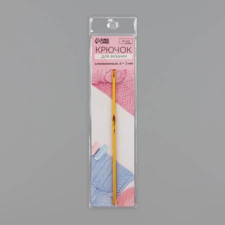 Knitting hook, d = 3 mm, 15 cm, color mix-6