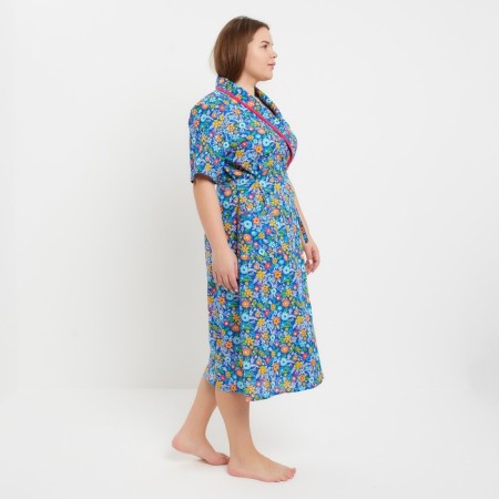 Women's bathrobe "Solvere", green/blue mix, size 52-1
