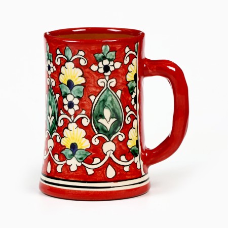 Mug Rishtan Ceramics "Flowers" 500 ml, red