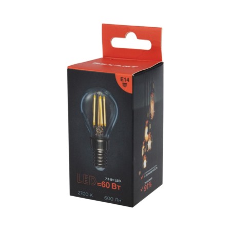 Lamp Filament Ball GL45 7.5W 600LM 2700K E14 Transparent Rexant Sales-3