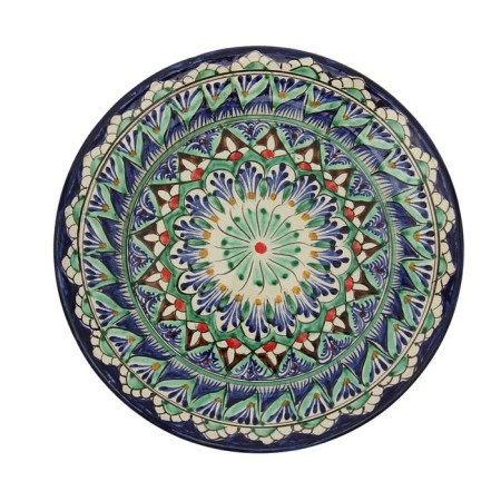 Plate of the Rishtan ceramics "Flowers", blue, flat, 17 cm, mix-3