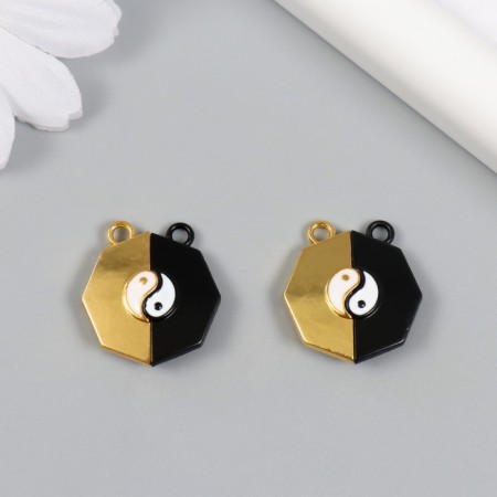 Magnetic metal lock "Yin-Yang" black and gold 2x2.2x0.5 cm-2