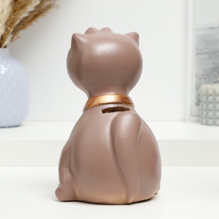 Piggy bank "Cat in a tie" brown, 20x16x16cm-2