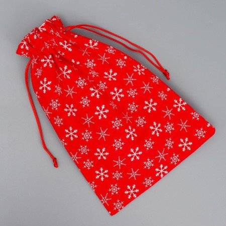 Bag gift canvas “Happy holiday”, snowflakes, 20 x 30 cm +/- 1.5 cm, New Year-4