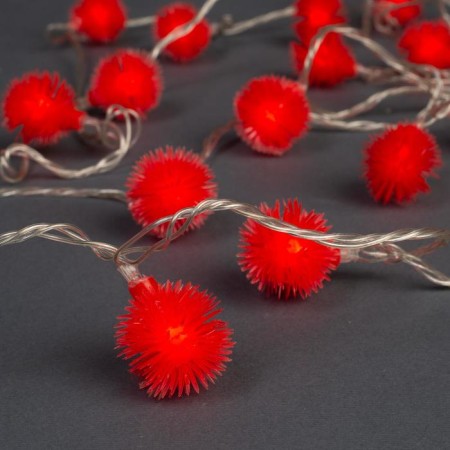 Garland "thread" 5 m with nozzles "Hedgehogs Red", IP20, transparent thread, 30 LED, glow red, 8 modes, 220 V-1