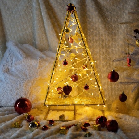 LED figure "Golden Christmas tree", 33 × 60 × 20 cm, 15 watts, 220 V