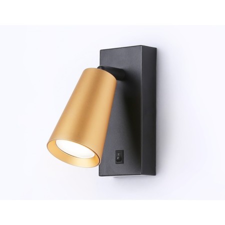 Wall lamp with a switch and a change of lamp Ambrella Light, Move, TA13142, GU10, Black Color, gold-1