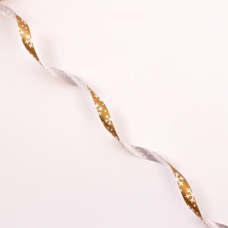 Plastic tape "Snowflakes", 1.2cm x 45m, gold-2