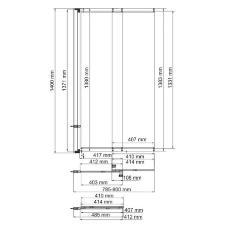 Shower curtain for the bath Wasserkraft Main 41S02-80 Wasserschutz, 800x1400 mm, sliding-3