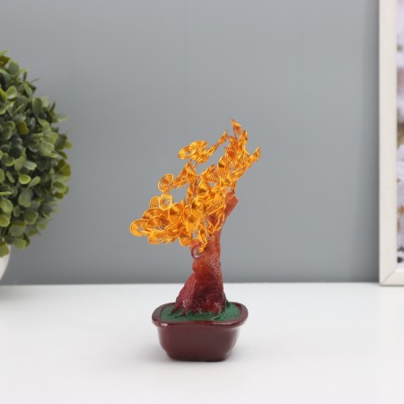 Souvenir Bonsai Polystone, metal "Tree of life in a pot" 8x17x16 cm-3