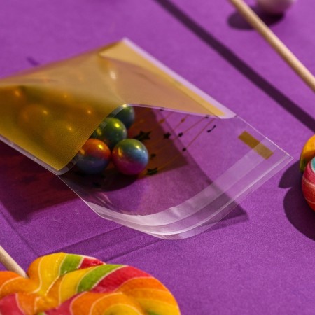 BOPP package with sticky tape, "stars", 7*7+3cm-3
