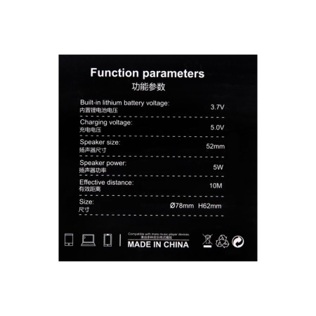 Portable column L59, 5 W, 500 mAh, BT5.0, backlight, black-13