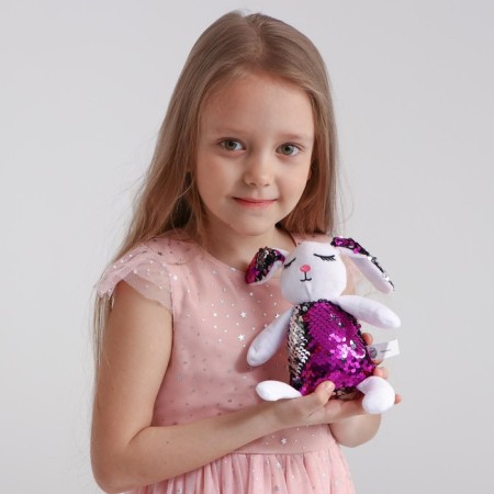 Soft toy with sequins "Bunny Mia", 26 cm x 7 cm x 12 cm-1