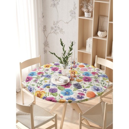 Tables on the table “Color Paints”, round, oxford, elastic band, size 140x140 cm, diameter 105-120 cm-2