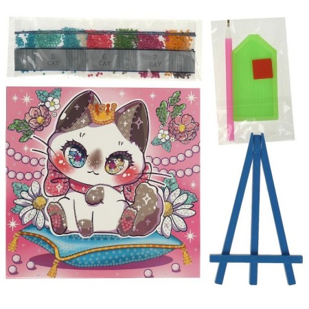 Set for children's creativity, diamond mosaic "Cute pussy", 20 × 20 cm-1