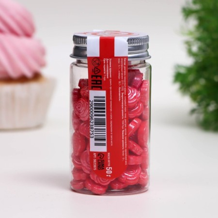 Sprinking confectionery "roses", red, 50 g-2