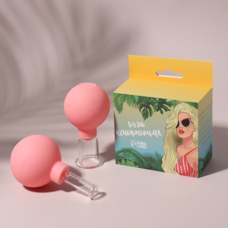 A set of vacuum cans for massage, glass, d 1.5/3.5 cm, 2 pcs, pink color-4
