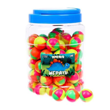 Rubber ball "time to play", in a bank, 80 pcs-1