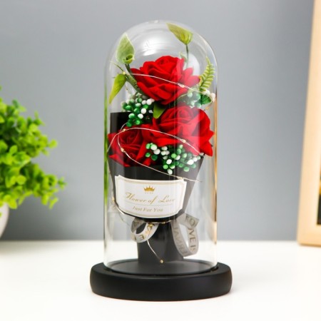 Nightnik Sobe "Bouquet of Red Roses" LED from batteries 3haaa 11x11x22 cm Risalux-1