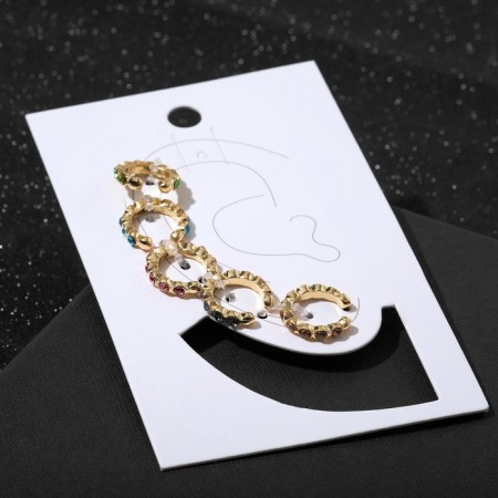 Earrings "Kuffs" Cuffs, set of 5 pcs., Colored in gold-3