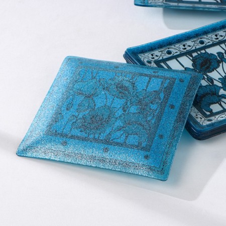 Table of table "poppies", 7 items: 30 × 30 cm - 1 pc, 18 × 18 cm - 6 pcs, color of blue-2