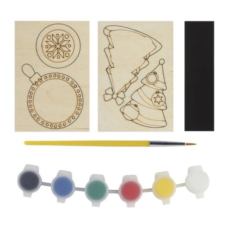 Wood painting Magnets "New Year's Joy"-1